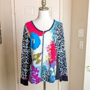Simply Art Dolcezza Bali 1 Redux Abstract Art Cardigan Jacket Size L Multicolor